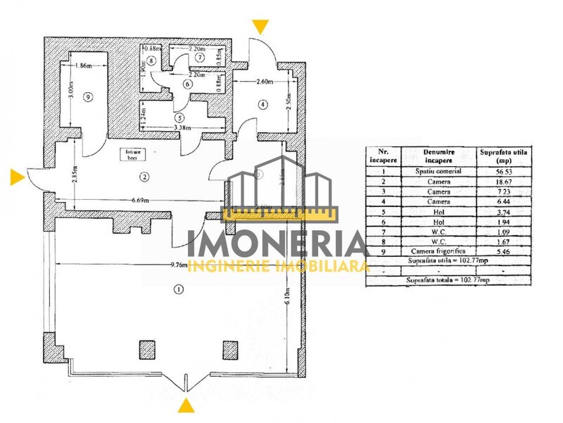 Sincai Spatiu comercial- 0% comision- 102 mpu -14 ml vitrina- 500m metrou